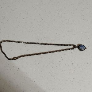 Sterling Silver Short Necklace. Blue stone Pendant
